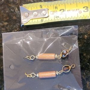 ** 3/$5 **  Earrings, wood bead pierced one of a kind